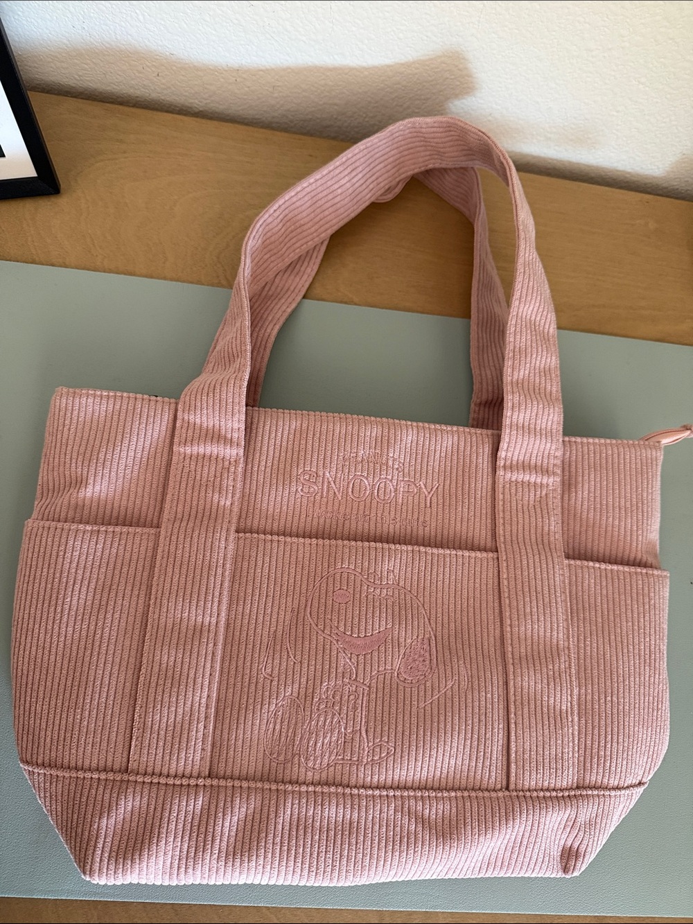 Pink Corduroy Tote Bag - Peanuts Snoopy